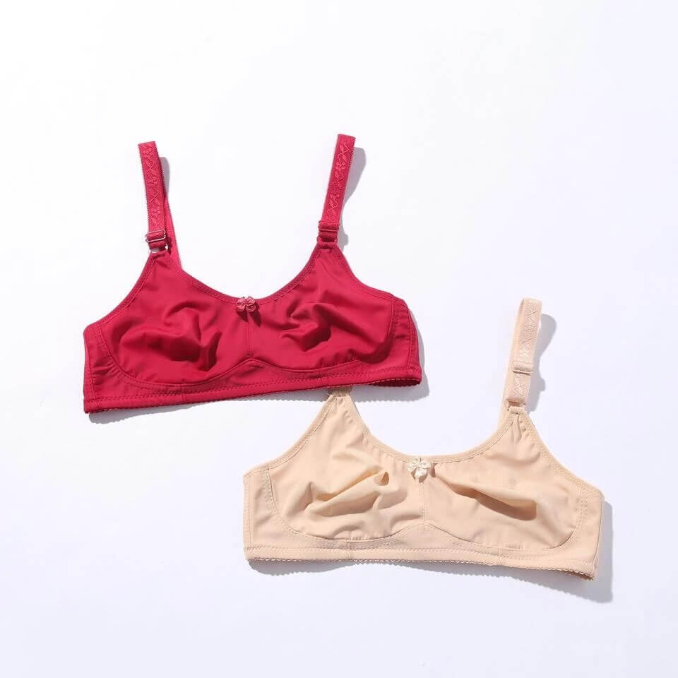 Shoi Double Layered Comfortable Chikan Cotton Bra – Fiery Rose