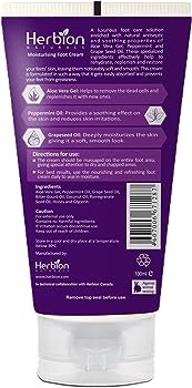 Foot Care Cream | Anti-crack | Natural Blend of Cocoa Butter and Shea Butter | Grape seed Oil softens the skin & Peppermint allows you relaxation | Prevents Dryness and Regenerates dead cells | 100ml Tube | Natural Product By Herbion