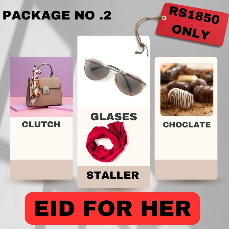 PACK OF(1 CLUTCH,1 LADIES SUNGLASES,1STALLER,1 CHOCLATE)