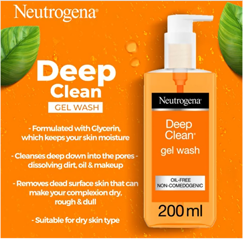 Neutrogena, Facial Wash, Deep Clean, Gel, 200ml