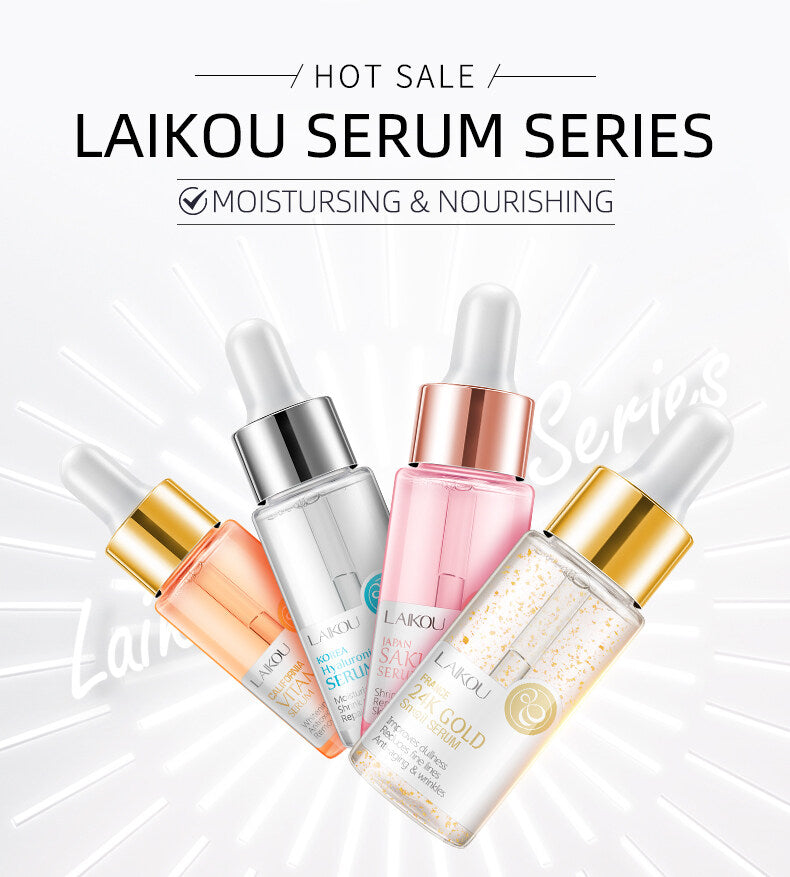 4Pcs/Lot Laikou Serum Sakura Vitamin C 24K Gold Face Serum Hyaluronic Acid Essence
