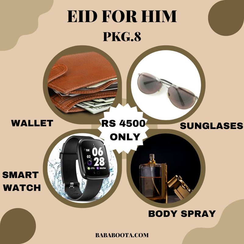 PACK OF(WALLET, SMART WATCH,SUNGLASES AND BODY SPRAY    )
