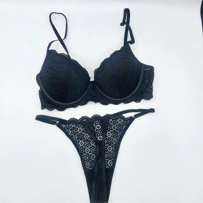 HQ Wire Pad Lace Red Bra Set 1156 - Black | Sale Price in Pakistan | Bababoota.com