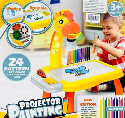Smart Giraffe Style Projector Desk With Light And Music Learning Painting Drawing Toy