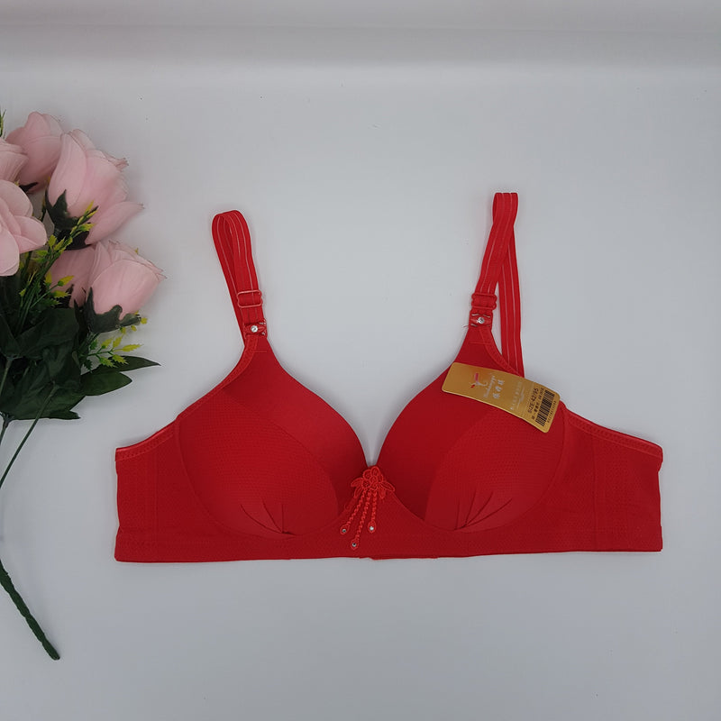 Fancy Shine Paded Red Bra Trendy Women's Bra Fabric: Hosiery