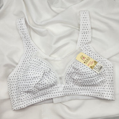 New Elegent Soft Dotted Bra Buttons Polka Dotted Soft Cotton Jersy - White | Sale Price in Pakistan | Bababoota.com