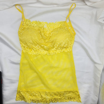 Women Lycra Spandex Supernet Lightly Padded Tanktop Kore bra - Yellow | Sale Price in Pakistan | Bababoota.com