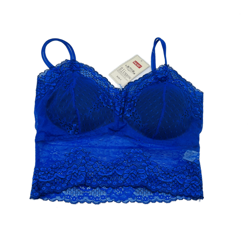 Chicken Embroidery Padded Bra-Royal Blue