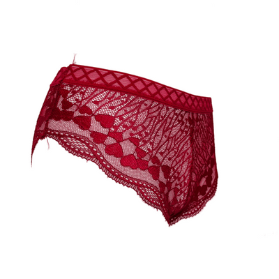 CHICKEN EMBROIDERY PADDED BRA & PANTY SET - Maroon