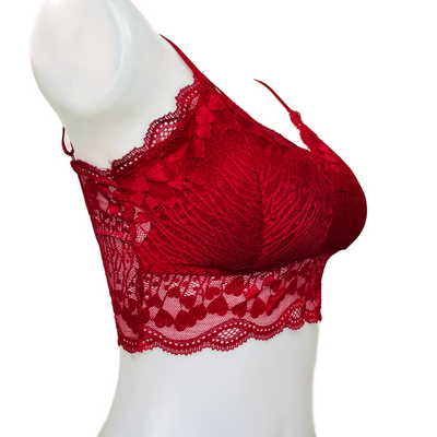 CHICKEN EMBROIDERY PADDED BRA & PANTY SET - Maroon