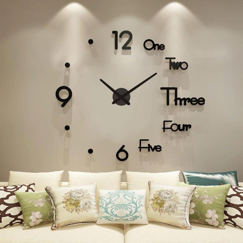 3D Wall Clock Design Stickers Living Room Accessories DIY Decorative Home Clock On Wall Decor- Bababoota.com