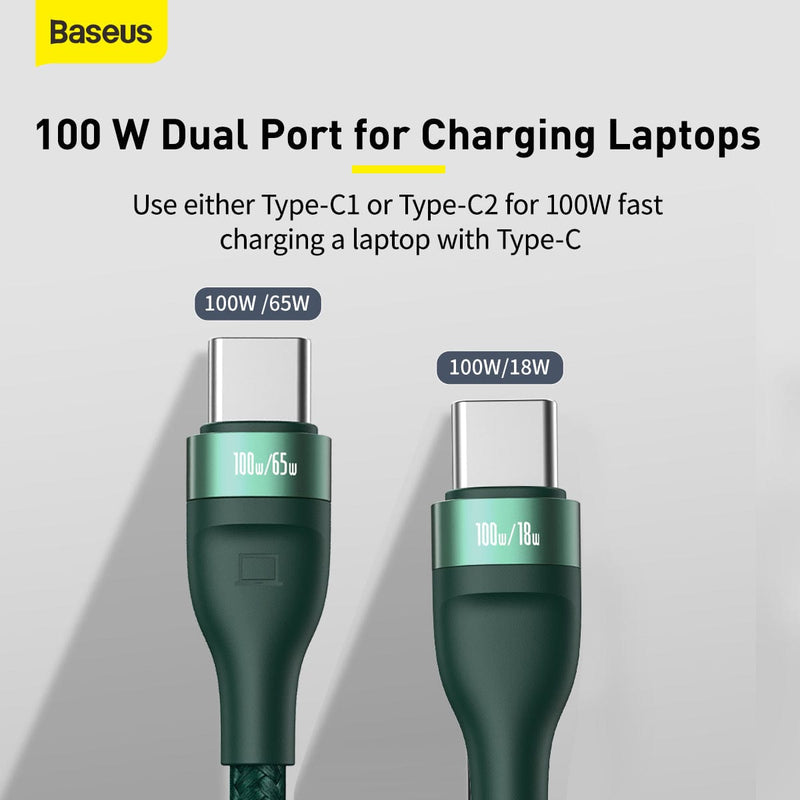 Baba Boota Baseus Flash Series One-for-two 100W Fast Charging Data Cable Type-C To L+C 1.2m