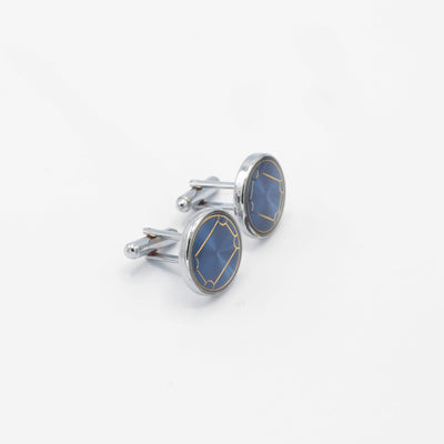 Baba Boota Blue Zarconish Round Cufflinks