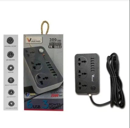 VIAKING Extension 300 CMS 3 way Extension Board with 6 USB Ports For Fast Charge your Phone - Baba Boota