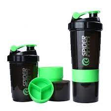 Baba Boota Exercise & Fitness Protein Shaker Bottle for Gym 3 in1 Workout Yoga Fitness Running cycling with spring shaker 500ML multi section bottle BPA FREE Easy to grip for Sports Yoga Running Gym by Comfortcartpk