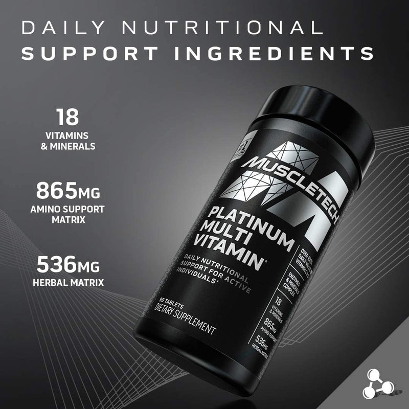 Baba Boota Fitness & Nutrition Multivitamin for Men | MuscleTech Platinum Multivitamin | Vitamin C for Immune Support | 18 Vitamins & Minerals | Vitamins A C D E B6 B12 | Daily Workout Supplements | Mens Multivitamins, 90 ct