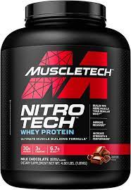 Baba Boota Fitness & Nutrition Whey Protein Powder | MuscleTech Nitro-Tech Whey Protein Isolate & Peptides | Protein + Creatine for Muscle Gain | Muscle Builder for Men & Women | Sports Nutrition | Chocolate, 4 lb (40 Servings)