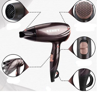 Kemei KM-3275 foldable 2000 high power wide voltage negative oxygen ion stable thermostat system hair dryer - Baba Boota