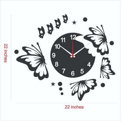Baba Boota Home Decor Decals butterfly wall clock design