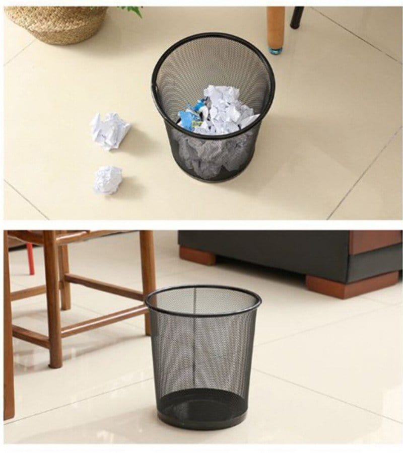 Baba Boota Home Doors Metal Trash Can Round Dust Bin For Office Kitchen Room Waste Paper Basket Office and Home