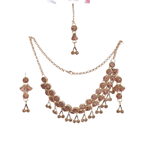 Zarconish Stones Gold Plated Neckless Set - Baba Boota