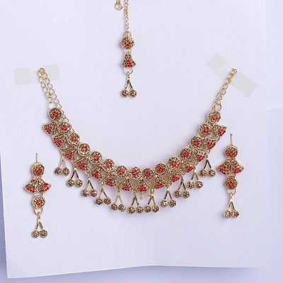 Zarconish Stones Gold Plated Neckless Set - Baba Boota