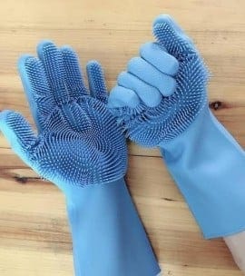 Baba Boota Kitchen Organizers Magic Reusable Silicone Gloves with Wash Scrubber, Heat Resistant, for Cleaning, Dish Washing Gloves