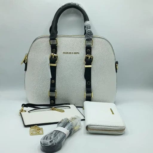 Baba Boota Ladies Bag White Char-les & Keith Fancy Hand Bag 3 in 1 - White