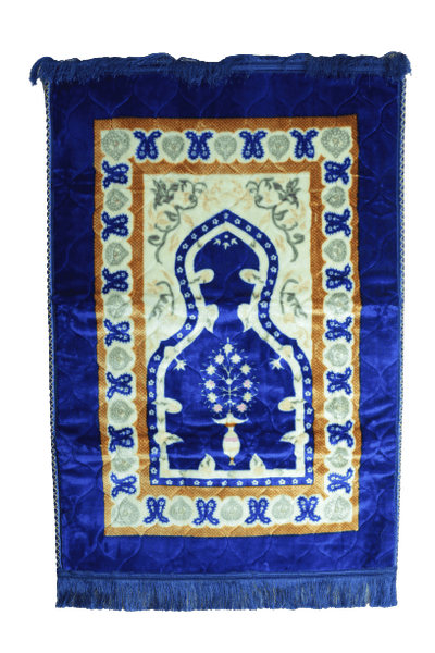 Baba Boota Large / Blue Prayer Rug | Janamaz Orthopedic Foam Padded Jai Namaz