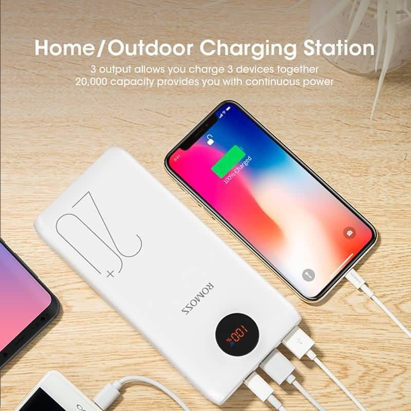 ROMOSS SW20 Pro Portable Power Bank Charger External Battery PD 3.0 Fast Charging With LED Display - Baba Boota