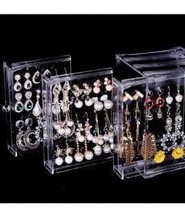 Baba Boota Storage & Organization Acrylic Display Stand 3 Pannels Earring Storage Jewelry Holder Earring Rack Hanging Storage Holder