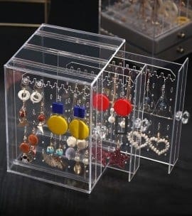 Baba Boota Storage & Organization Acrylic Display Stand 3 Pannels Earring Storage Jewelry Holder Earring Rack Hanging Storage Holder