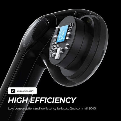 Baba Boota TrueAir 2 SoundPEATS (Black) Wireless Bluetooth V5.2 Headphones with Qualcomm QCC3040 Wireless Earphones, Total 25 Hours playback time, Mirroring, 4-Mic Tech and cVc 8.zero Noise Cancellation, aptX Codec