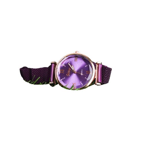 Yiting Diamond Style Golden Ring Purple Touch Women Watch - Baba Boota