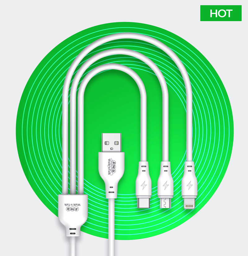 Bababoota AMB 3 in 1 Data Cable 1meter White AMB 3 in 1 Data Cable 1meter