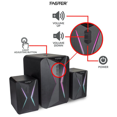 Bababoota Speakers FASTER G1000 RGB Lighting Mini Gaming Speaker with Subwoofer 20W