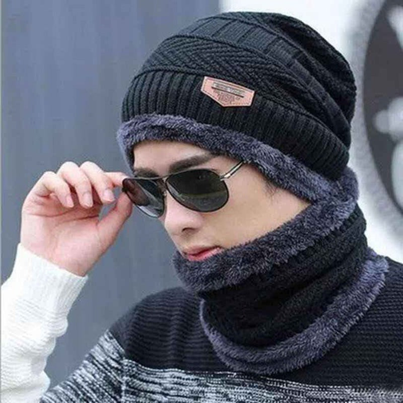 Men Ladies Knitted Visor Beanie Hat Winter Neck Warmer Balaclava Snow Ski Caps