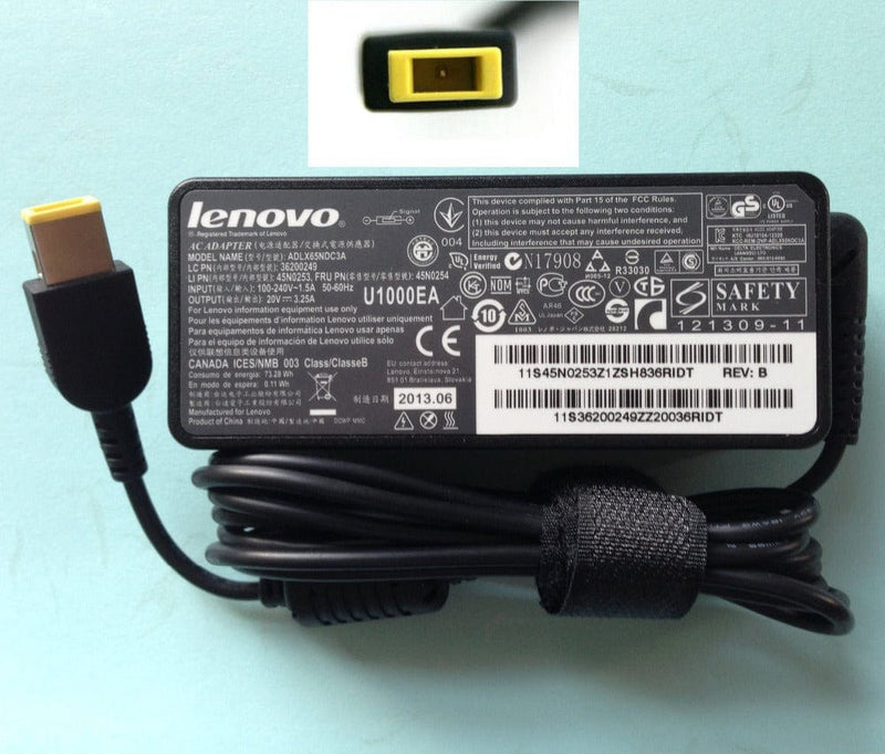 LENOVO SQUARE PIN LAPTOP CHARGER 20V 3.25A 65W (USB) - Baba Boota