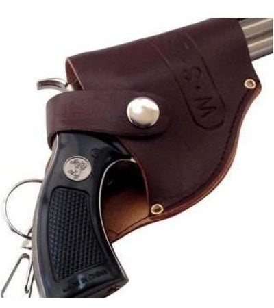 Revolver Shaped Jet Flame Cigarette Lighter with Brown Gun Cover (Metal Grey)